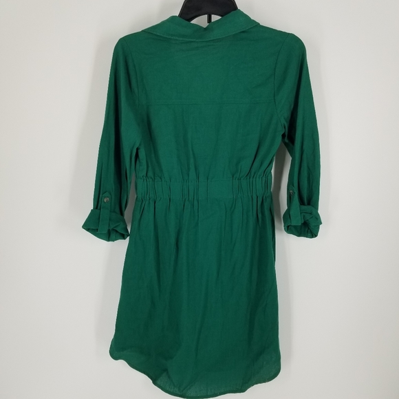 Blu Pepper S Green Button Down Shirt Dress Top - Picture 7 of 9